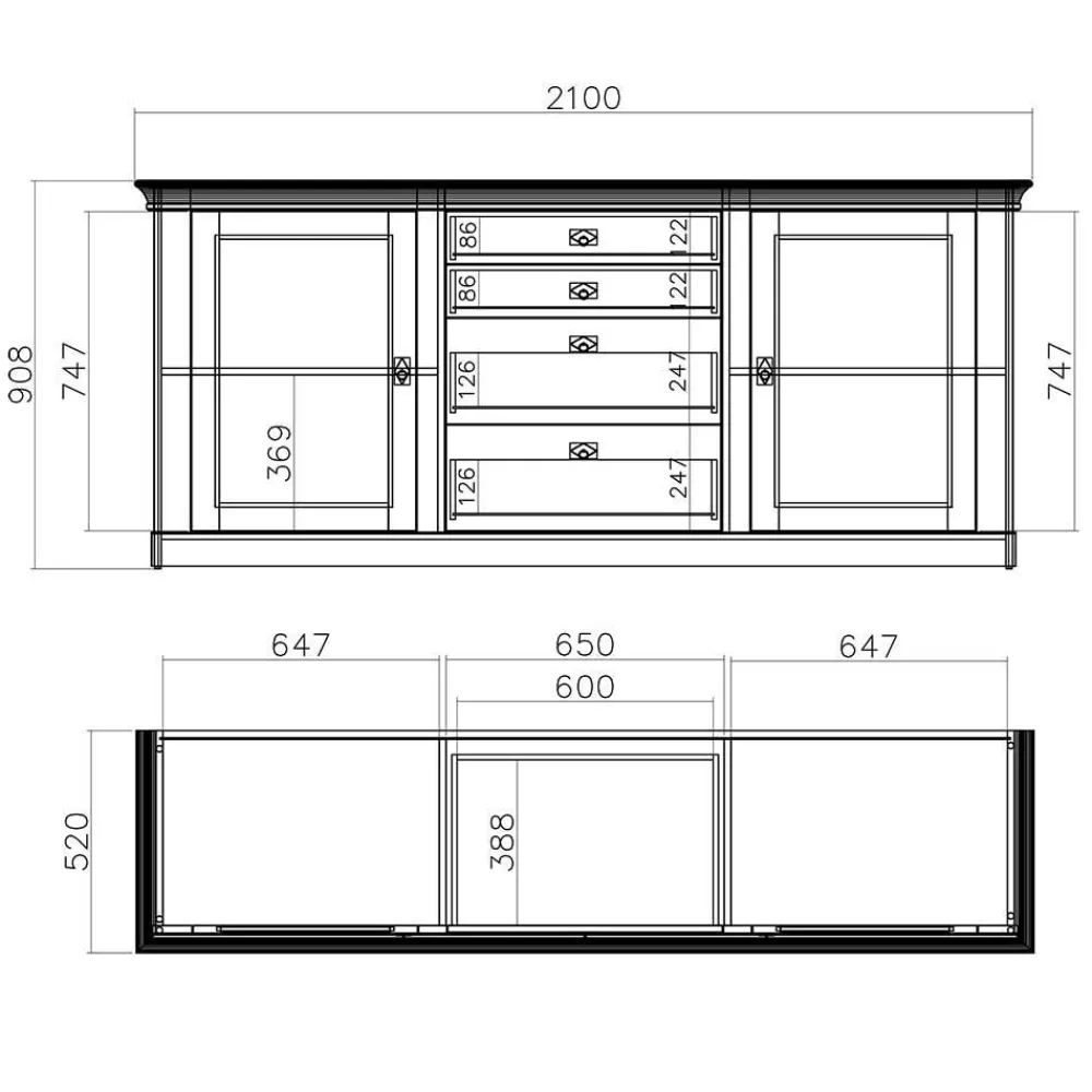 Wohnen Wohnwände<Wohnzimmer Landhausmöbel Set - Diatara (sechsteilig)