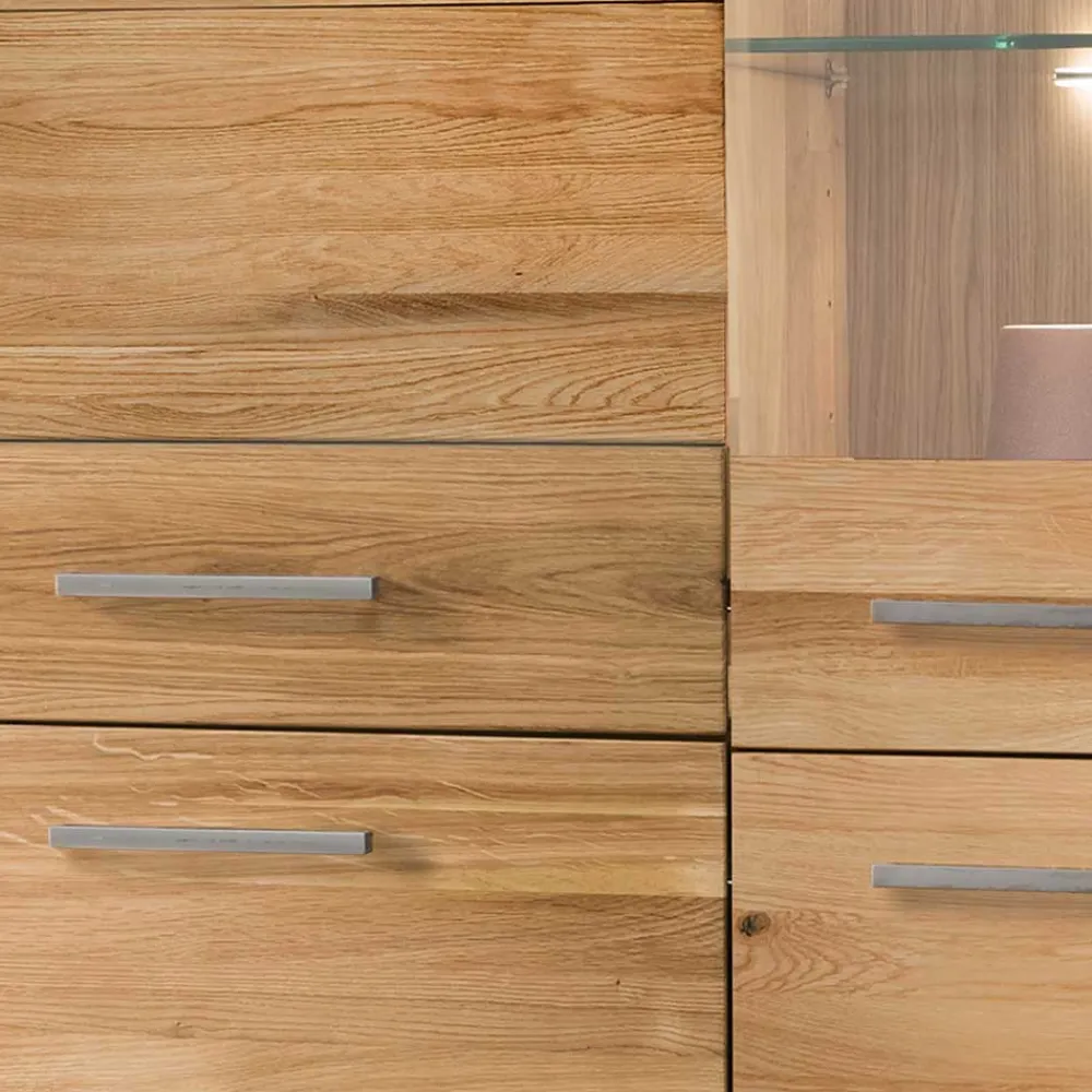 Wohnen Vitrinen<Wohnzimmer Massivholzschrank mit Glas Einsatz - Loitons