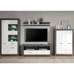 Wohnen Wohnwände<Wohnzimmer Möbel Kombi zweifarbig - Istensa (vierteilig)