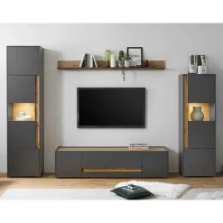 Wohnen Wohnwände<Wohnzimmer Möbel Wohnwand günstig - Ahilav (vierteilig)