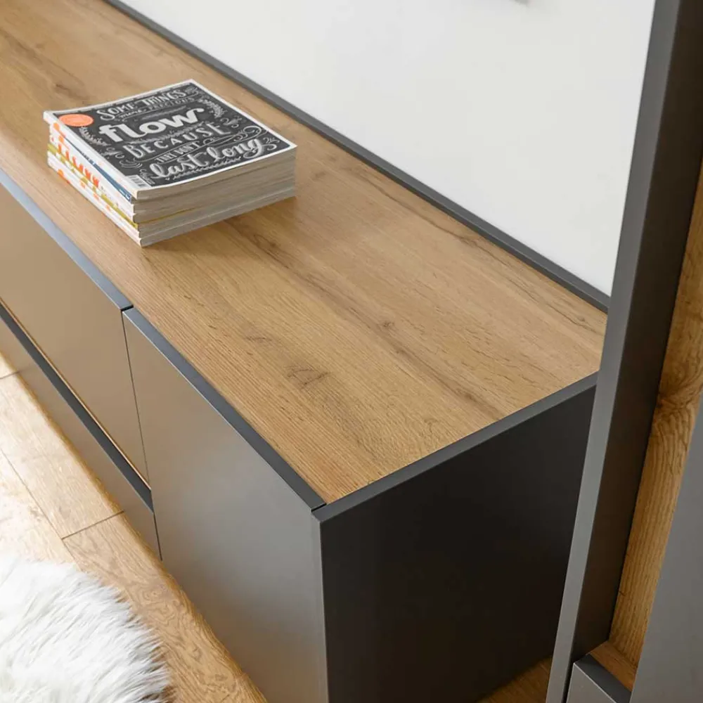 Wohnen Wohnwände<Wohnzimmer Möbel Wohnwand günstig - Ahilav (vierteilig)