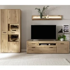 Wohnen Wohnwände<Wohnzimmer Möbelset in Asteiche Hell - Jevedaz (dreiteilig)