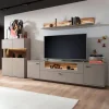Wohnen Wohnwände<Wohnzimmer Möbelset in Grau - Teorina (dreiteilig)