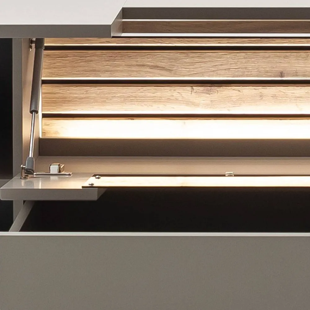 Wohnen Wohnwände<Wohnzimmer Möbelset in Grau - Teorina (dreiteilig)