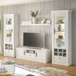 Wohnen Wohnwände<Wohnzimmer Möbelset in weißer Holzoptik Pinie - Liancos (vierteilig)