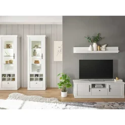 Wohnen Wohnwände<Wohnzimmer Möbelset in weißer Holzoptik Pinie - Liancos (vierteilig)
