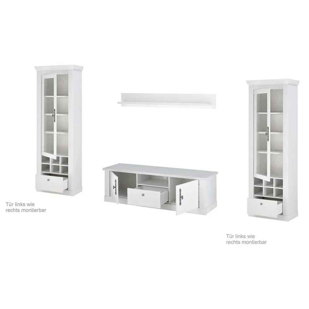 Wohnen Wohnwände<Wohnzimmer Möbelset in weißer Holzoptik Pinie - Liancos (vierteilig)