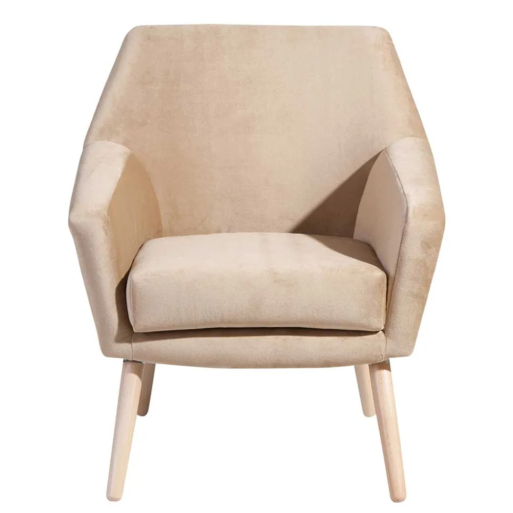 Wohnen Sessel<Wohnzimmer Polstersessel in Beige Samtvelours - Enzuena