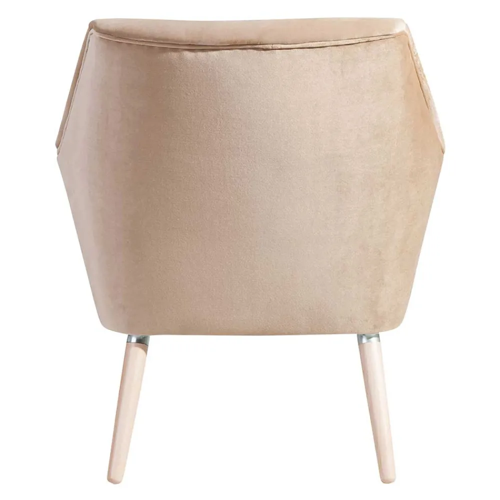Wohnen Sessel<Wohnzimmer Polstersessel in Beige Samtvelours - Enzuena