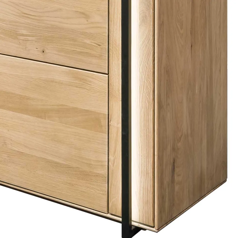 Wohnen Vitrinen<Wohnzimmer Schrank aus Asteiche Massivholz & Glas - Clenza