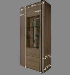 Wohnen Vitrinen<Wohnzimmer Schrank aus Asteiche Massivholz & Glas - Clenza