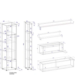 Wohnen Wohnwände<Wohnzimmer Schrank Kombi in Anthrazit - Ahilav (sechsteilig)