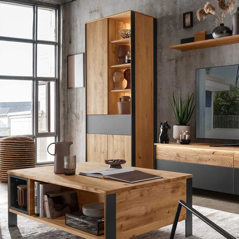 Wohnen Vitrinen<Wohnzimmer Schrank mit Beleuchtung LED - Viligrana