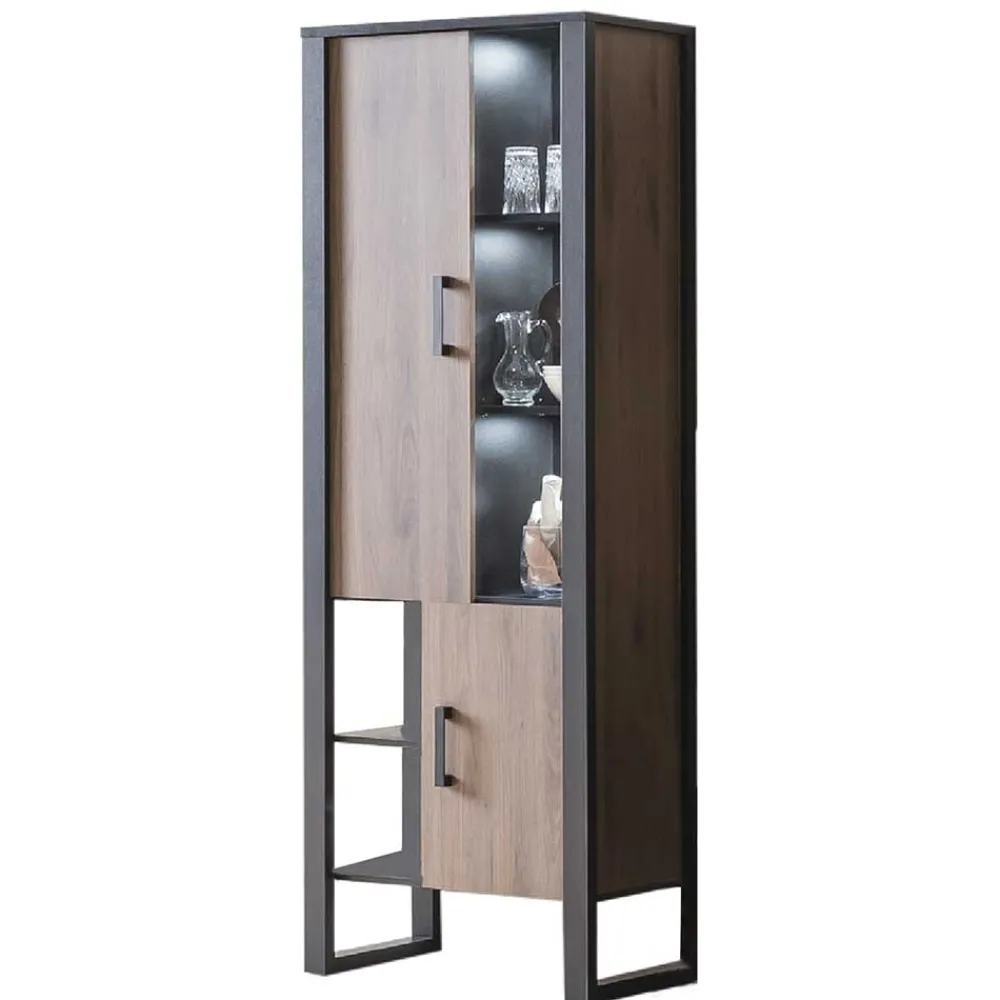 Wohnen Vitrinen<Wohnzimmer Schrank mit Glas & offenen Fächern - Dudleys