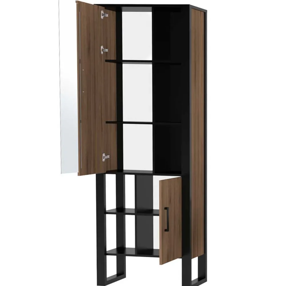 Wohnen Vitrinen<Wohnzimmer Schrank mit Glas & offenen Fächern - Dudleys