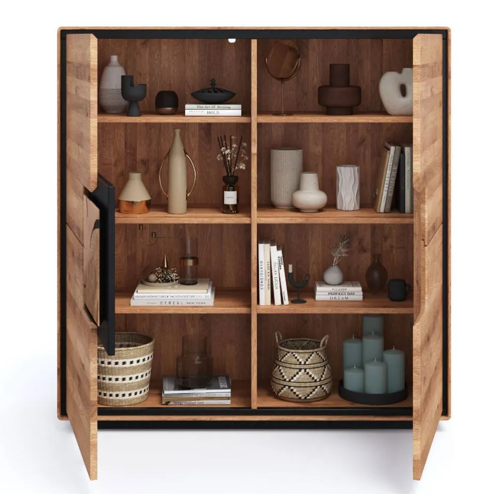 Wohnen Highboards<Wohnzimmer Schrank mit Hirnholz Applikation - Shipper