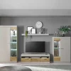 Wohnen Wohnwände<Wohnzimmer Schrank Set in Hellgrau & Zinneiche - Lioscas (vierteilig)