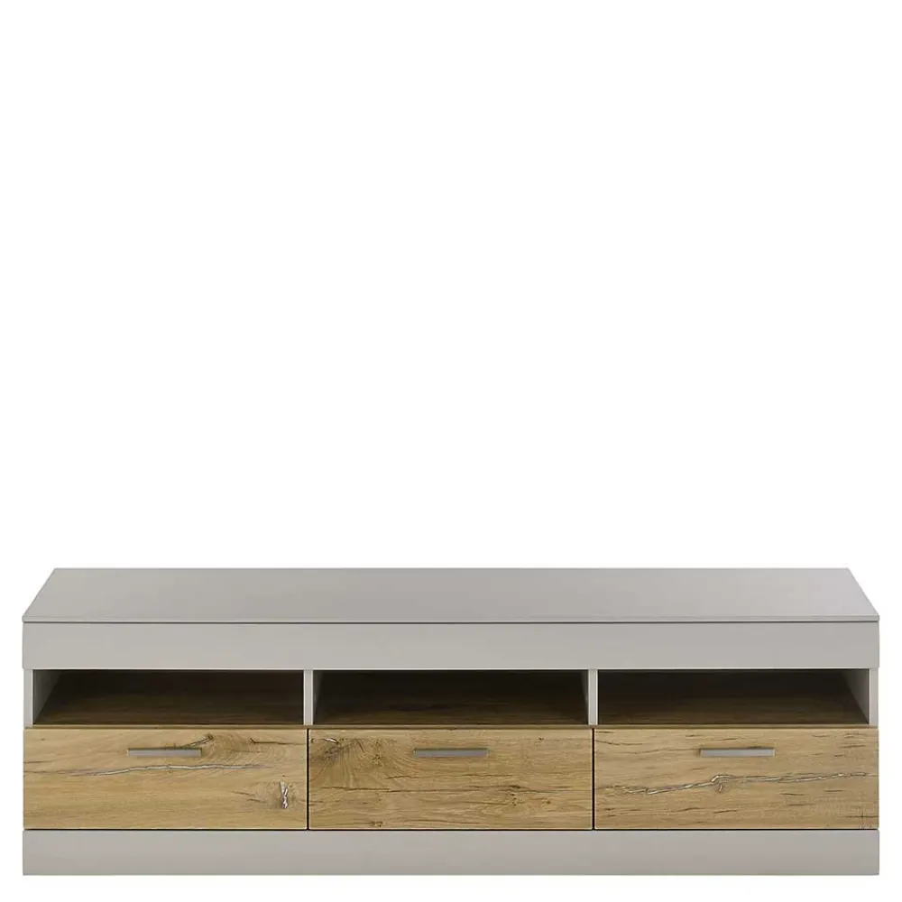 Wohnen Wohnwände<Wohnzimmer Schrank Set in Hellgrau & Zinneiche - Lioscas (vierteilig)