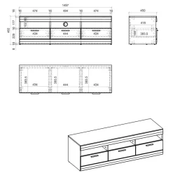 Wohnen Wohnwände<Wohnzimmer Schrank Set in Hellgrau & Zinneiche - Lioscas (vierteilig)
