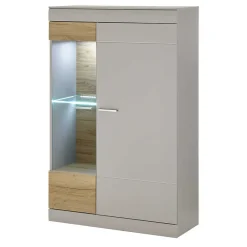 Wohnen Wohnwände<Wohnzimmer Schrank Set in Hellgrau & Zinneiche - Lioscas (vierteilig)