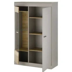Wohnen Wohnwände<Wohnzimmer Schrank Set in Hellgrau & Zinneiche - Lioscas (vierteilig)