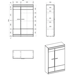 Wohnen Wohnwände<Wohnzimmer Schrank Set in Hellgrau & Zinneiche - Lioscas (vierteilig)