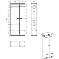 Wohnen Wohnwände<Wohnzimmer Schrank Set in Hellgrau & Zinneiche - Lioscas (vierteilig)
