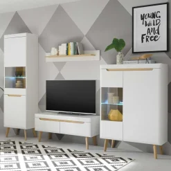 Wohnen Wohnwände<Wohnzimmer Schrankset im Skandi Design - Ginko (vierteilig)