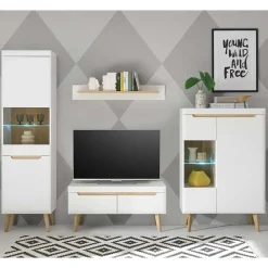 Wohnen Wohnwände<Wohnzimmer Schrankset im Skandi Design - Ginko (vierteilig)