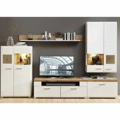 Wohnen Wohnwände<Wohnzimmer Schrankwand Lisepio mit Beleuchtung (fünfteilig)