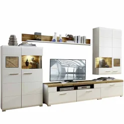 Wohnen Wohnwände<Wohnzimmer Schrankwand Lisepio mit Beleuchtung (fünfteilig)