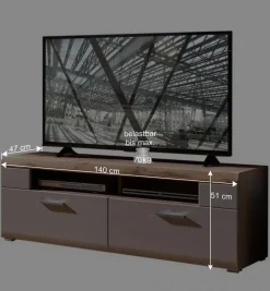 Wohnen Wohnwände<Wohnzimmer Schrankwand Lisepio mit Beleuchtung (fünfteilig)