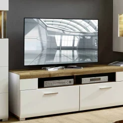 Wohnen Wohnwände<Wohnzimmer Schrankwand Lisepio mit Beleuchtung (fünfteilig)