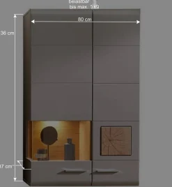 Wohnen Wohnwände<Wohnzimmer Schrankwand Lisepio mit Beleuchtung (fünfteilig)