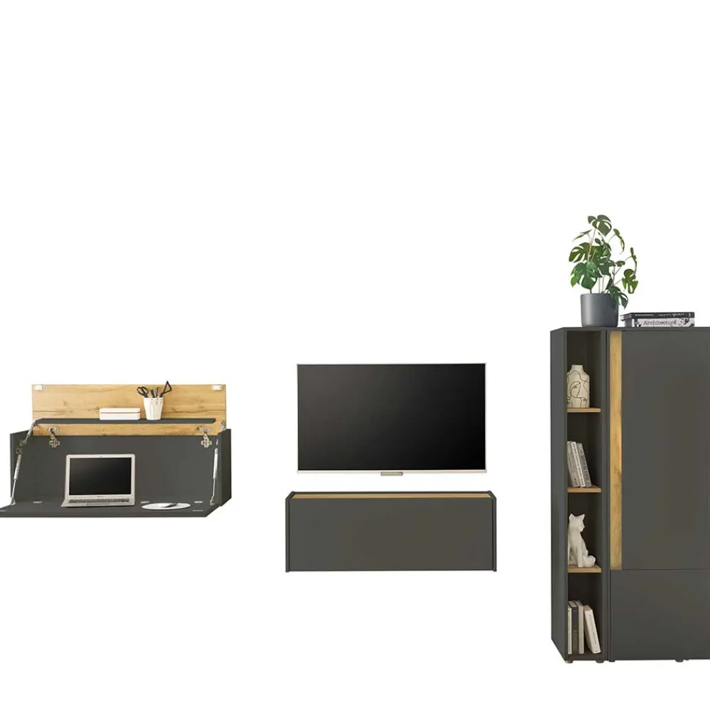 Wohnen Wohnwände<Wohnzimmer Schränke Set modern - Ahilav (vierteilig)