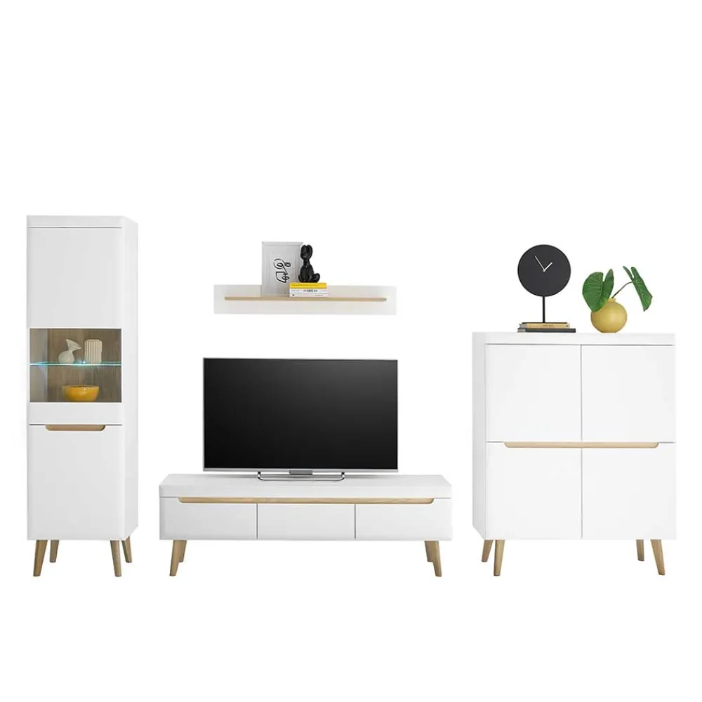 Wohnen Wohnwände<Wohnzimmer Schränke und Wandboard Set - Ginko (vierteilig)