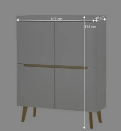Wohnen Wohnwände<Wohnzimmer Schränke und Wandboard Set - Ginko (vierteilig)