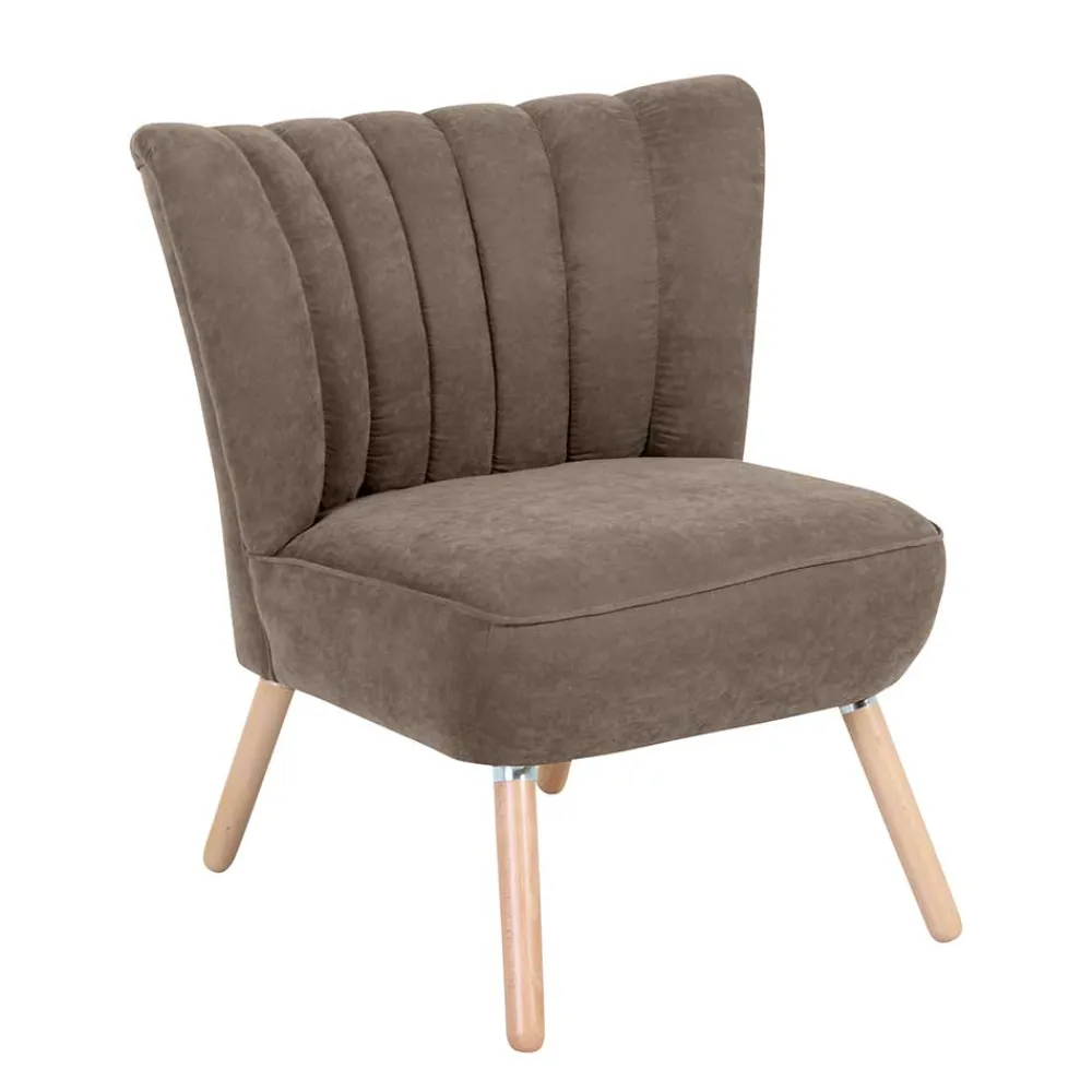 Wohnen Sessel<Wohnzimmer Sessel in Beigegrau Velours - Vomano