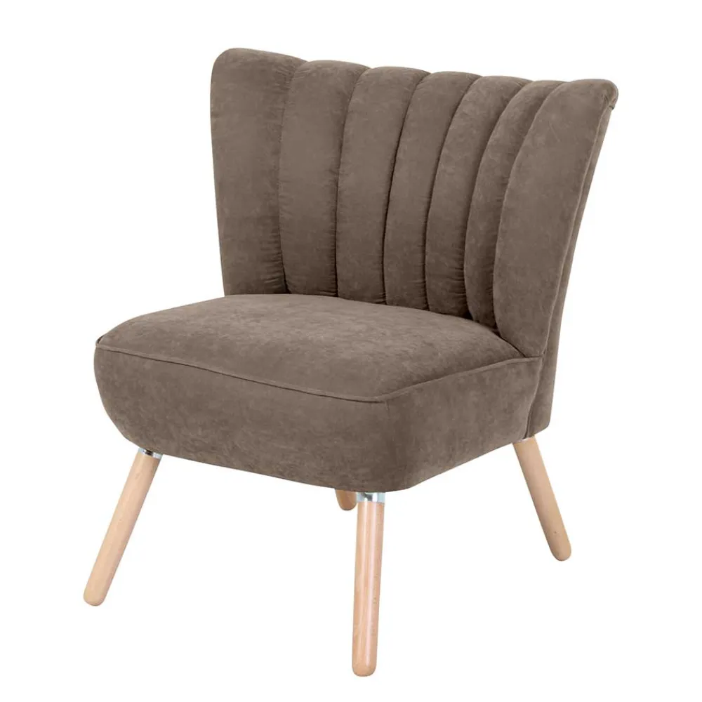 Wohnen Sessel<Wohnzimmer Sessel in Beigegrau Velours - Vomano