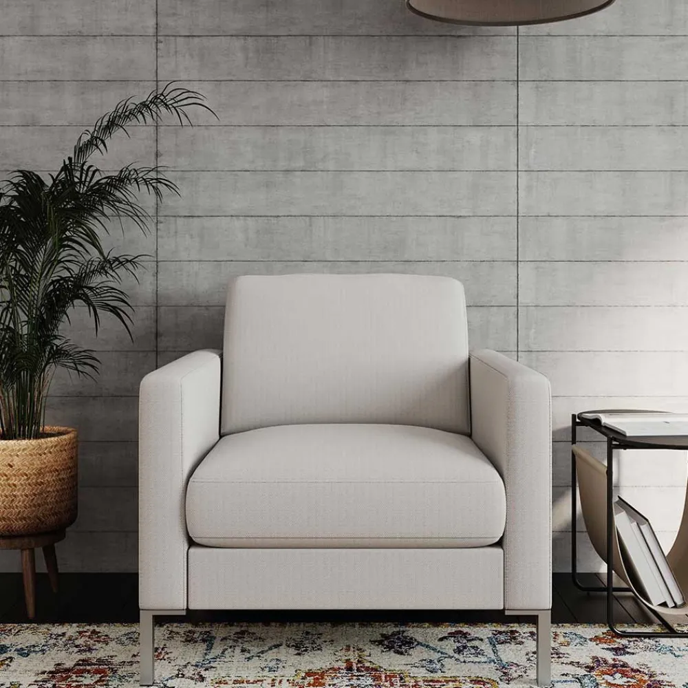 Wohnen Sessel<Wohnzimmer Sessel in Creme und Silber - Calaccio