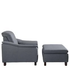 Wohnen Sessel<Wohnzimmer Sessel in Jeansblau und Nussbaum - Ilea