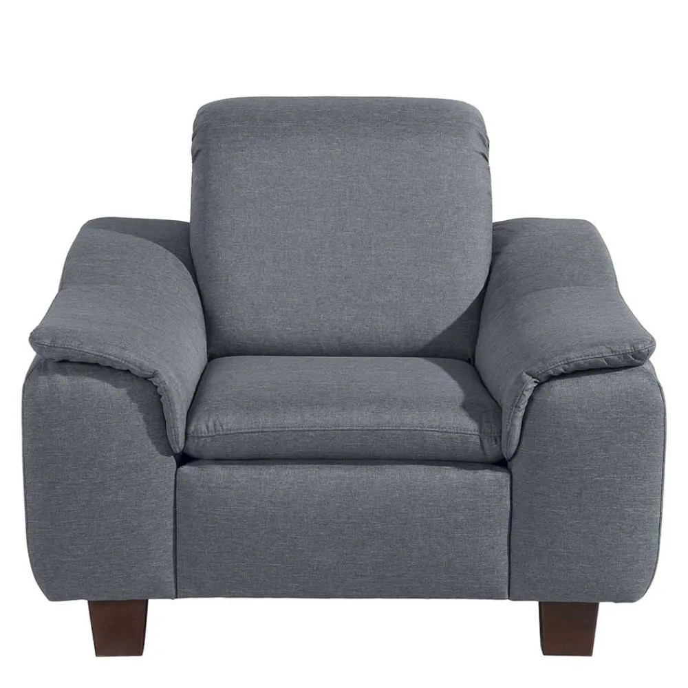 Wohnen Sessel<Wohnzimmer Sessel in Jeansblau und Nussbaum - Ilea