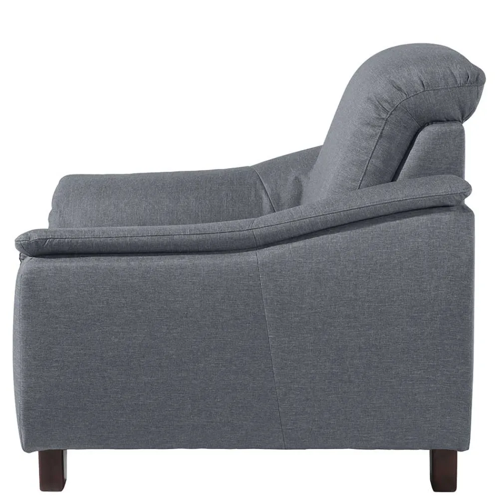 Wohnen Sessel<Wohnzimmer Sessel in Jeansblau und Nussbaum - Ilea