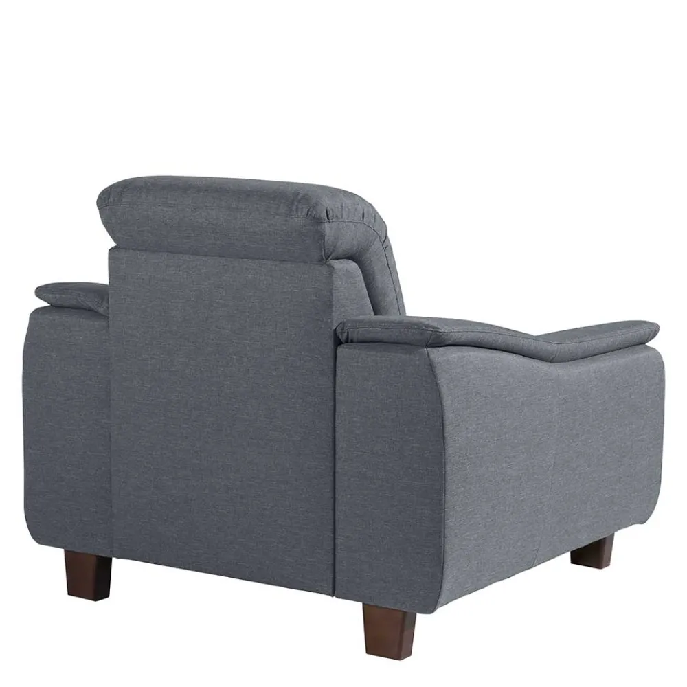 Wohnen Sessel<Wohnzimmer Sessel in Jeansblau und Nussbaum - Ilea