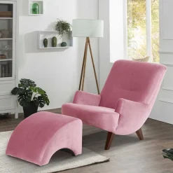 Wohnen Sessel<Wohnzimmer Sessel in Rosa und Nussbaum - Jily