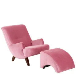 Wohnen Sessel<Wohnzimmer Sessel in Rosa und Nussbaum - Jily