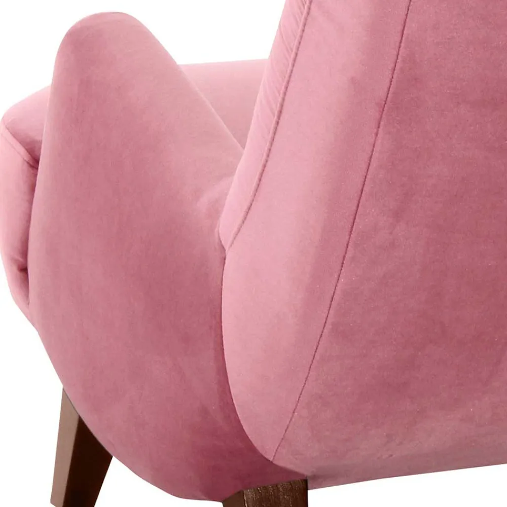 Wohnen Sessel<Wohnzimmer Sessel in Rosa und Nussbaum - Jily