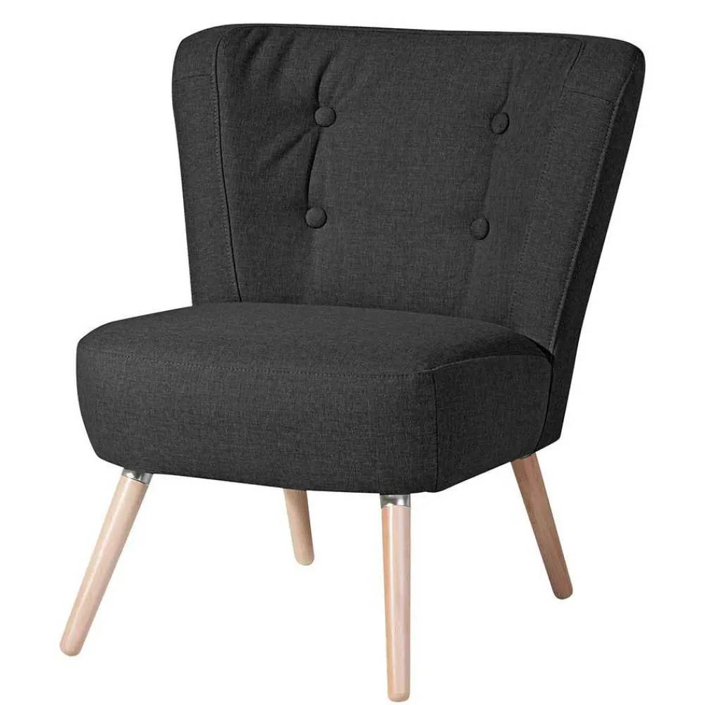 Wohnen Sessel<Wohnzimmer Sessel in Schwarz Stoffbezug - Adaliz