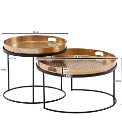 Wohnen Tische<Wohnzimmer Tablett-Tische in Gold - Viborg (zweiteilig)