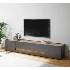 Wohnen Wohnwände<Wohnzimmer TV Anbauwand Kombi - Ahilav (dreiteilig)